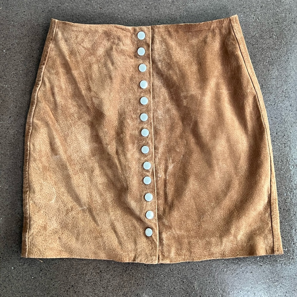 Free People Button Up Suede Skirt